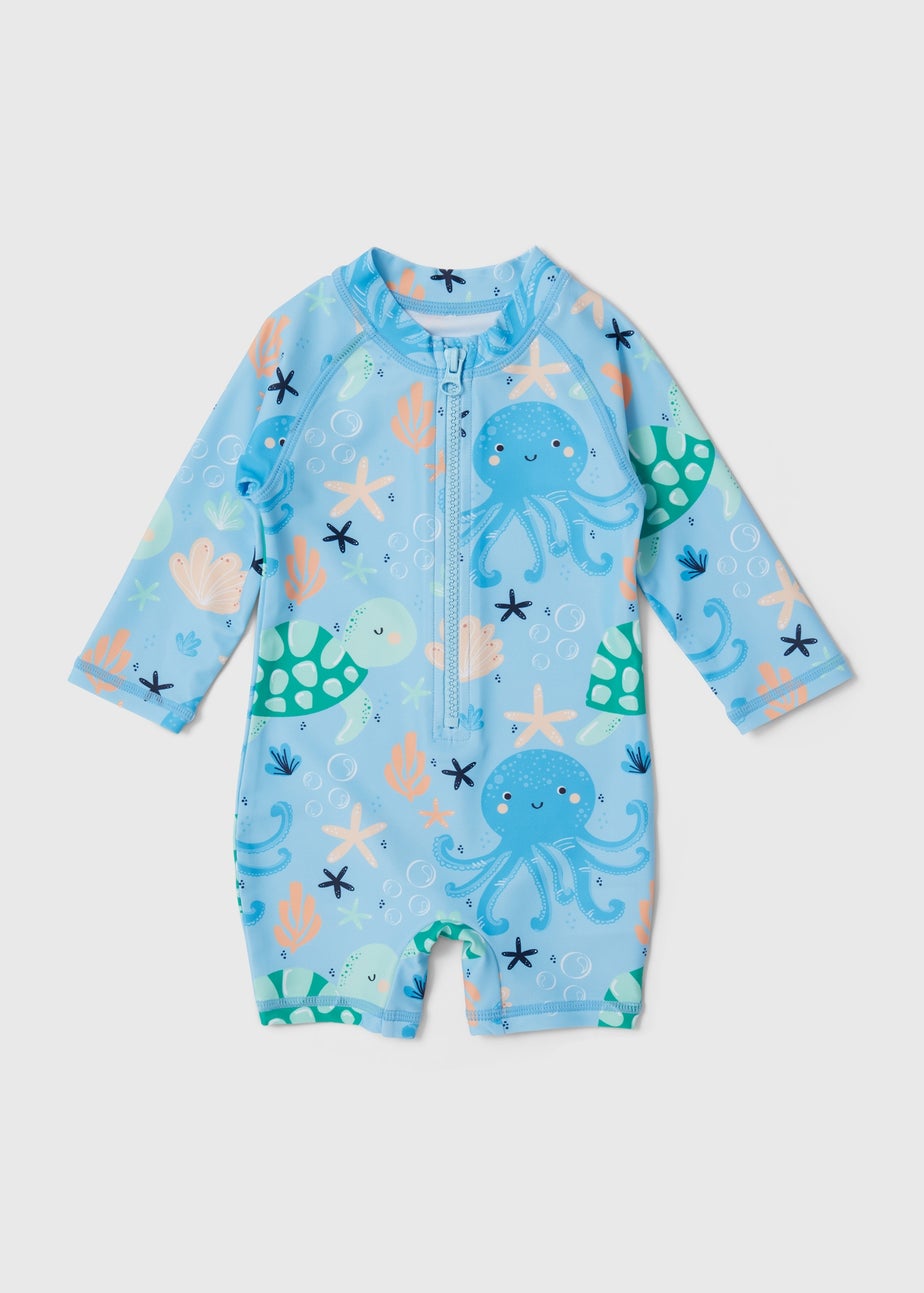 Baby Blue Ocean Long Sleeve Swimsuit (0-23mths)