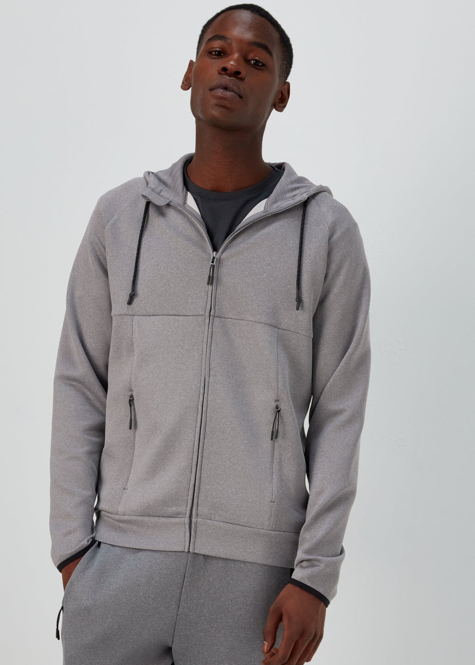 US Athletic Light Grey Bonded Zip Up Hoodie