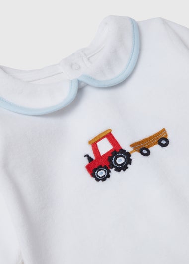 Baby Blue Smart Velour Sleepsuit (Tiny Baby-12mths)