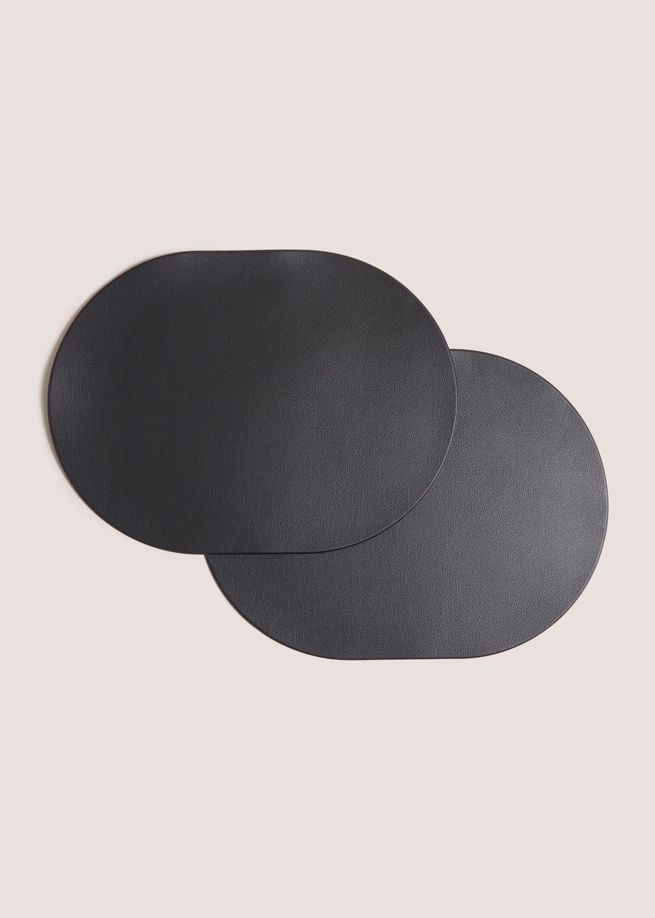 2 Pack Black Faux PVC Placemats