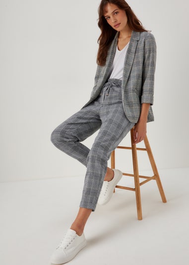 Et Vous Grey Check Tapered Joggers