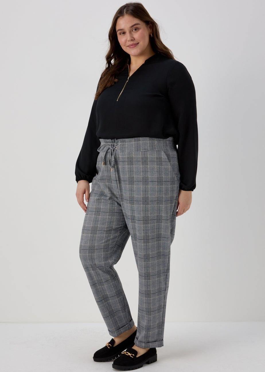 Et Vous Grey Check Tapered Joggers