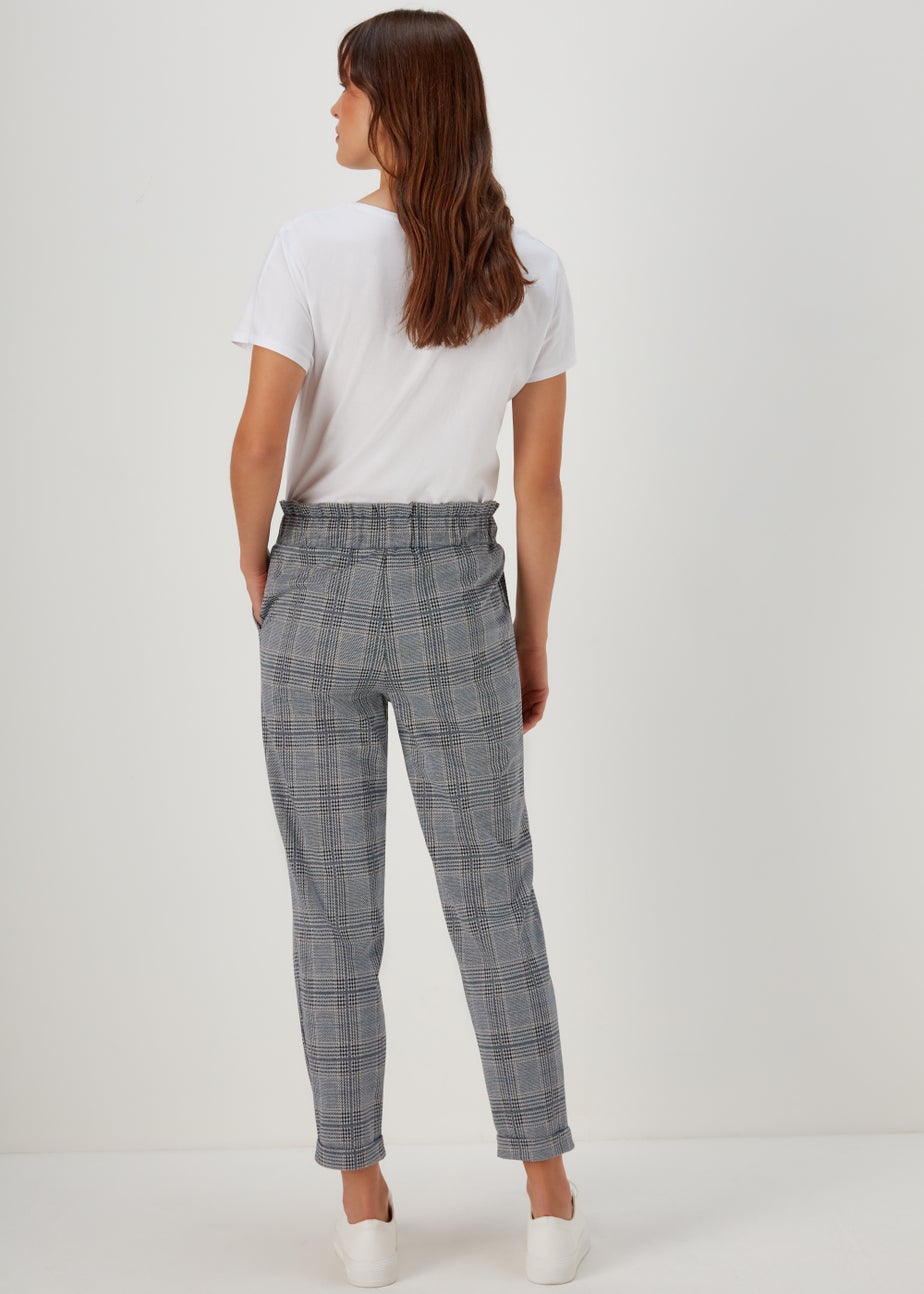 Et Vous Grey Check Tapered Joggers