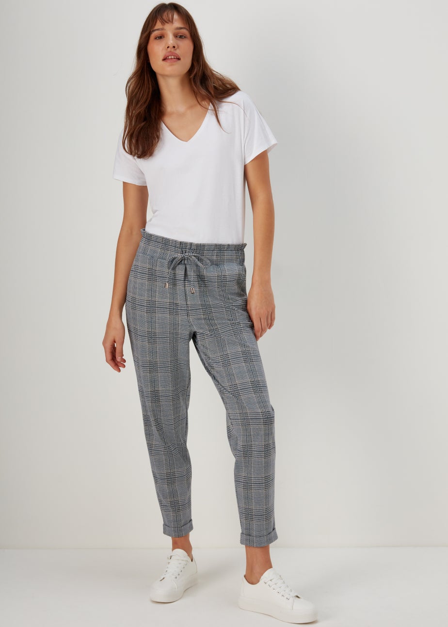 Et Vous Grey Check Tapered Joggers