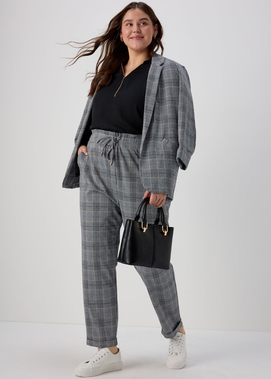 Et Vous Grey Check Tapered Joggers