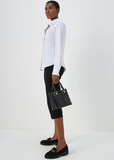 Black Bengaline Cropped Trousers