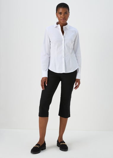 Black Bengaline Cropped Trousers