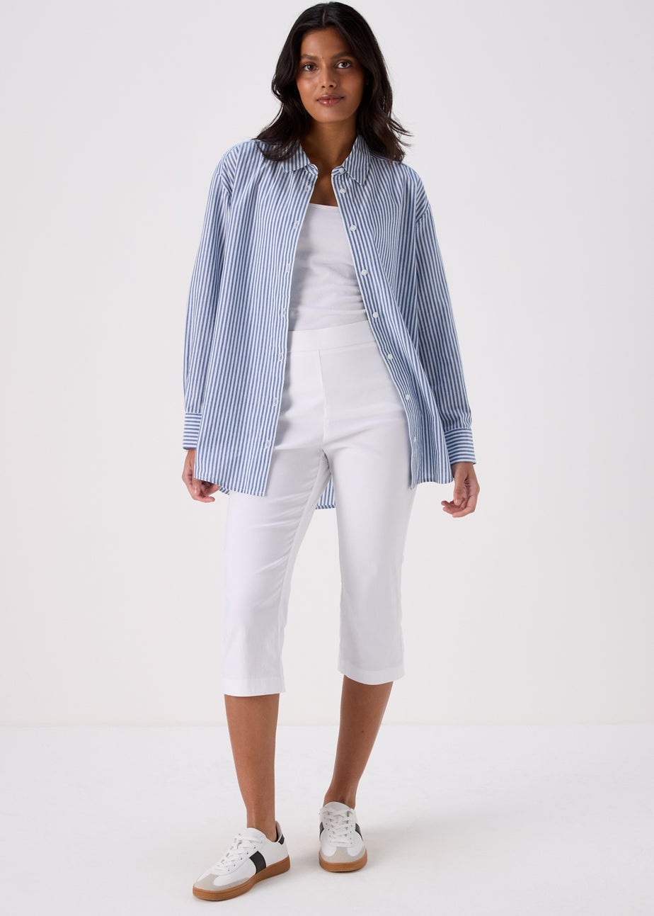 White Bengaline Crop Trousers