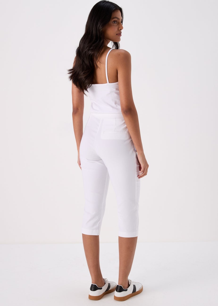 White Bengaline Crop Trousers