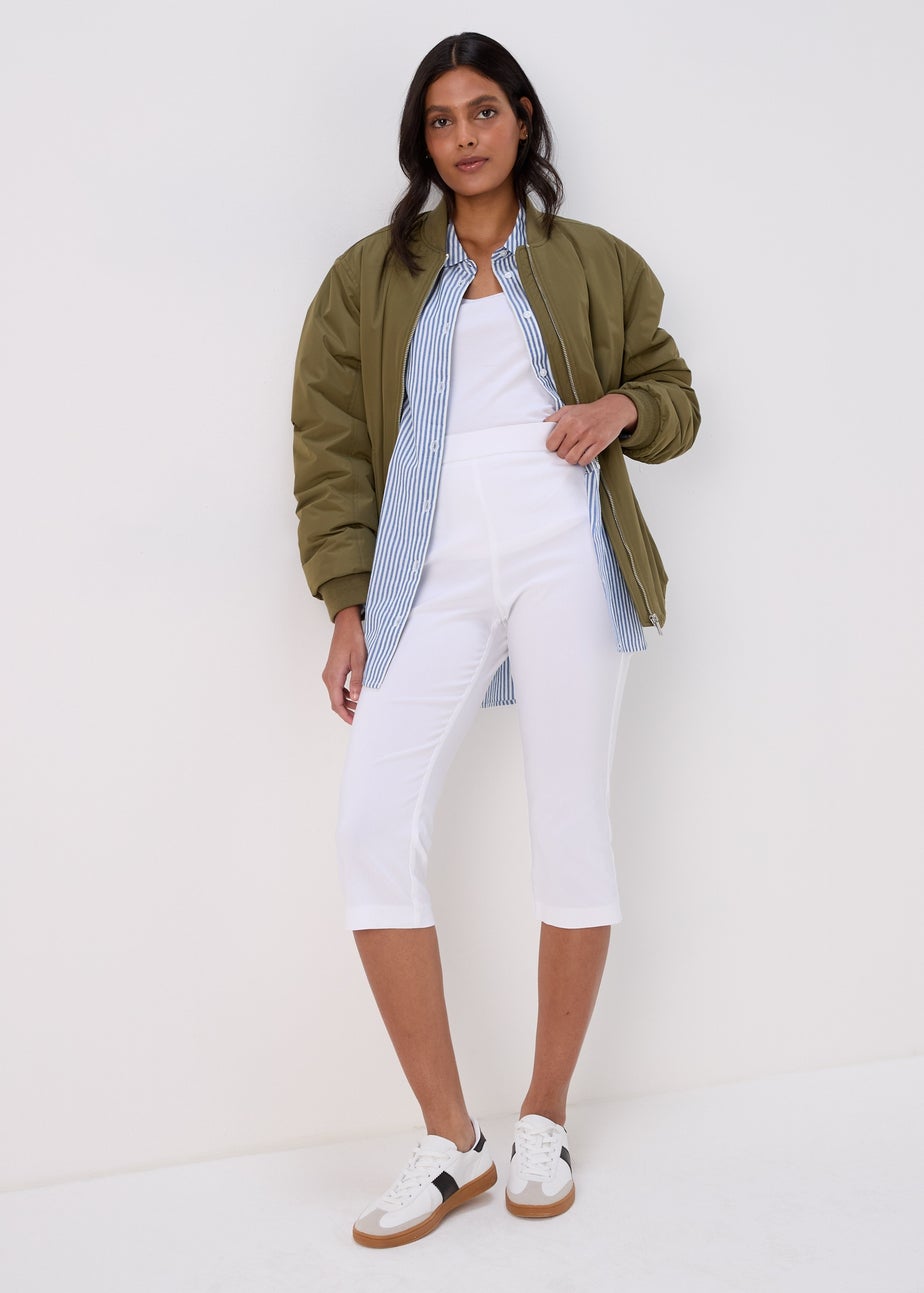 White Bengaline Crop Trousers