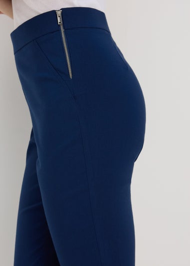 Navy Bengaline Cropped Trousers