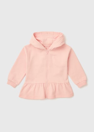 Girls Pink Heart Zip Up Hoodie (1-7yrs)