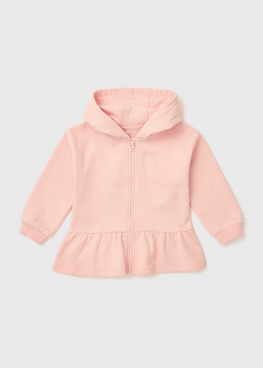 Girls Pink Heart Zip Up Hoodie (1-7yrs)