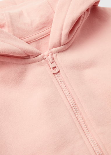 Girls Pink Heart Zip Up Hoodie (1-7yrs)