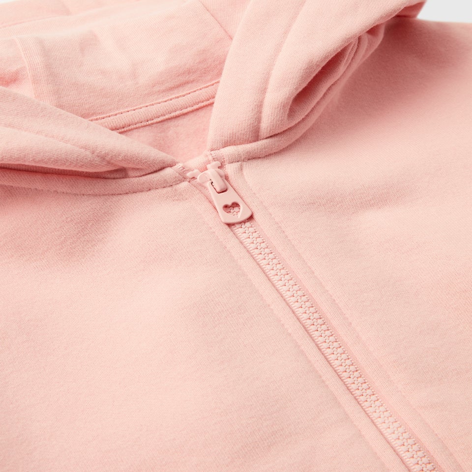Girls Pink Heart Zip Up Hoodie (1-7yrs)