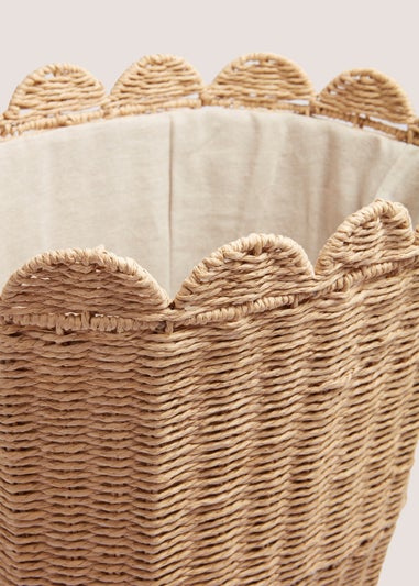 Oval Scallop Edge Woven Laundry Basket