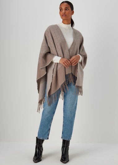 Taupe Monogram Print Shawl