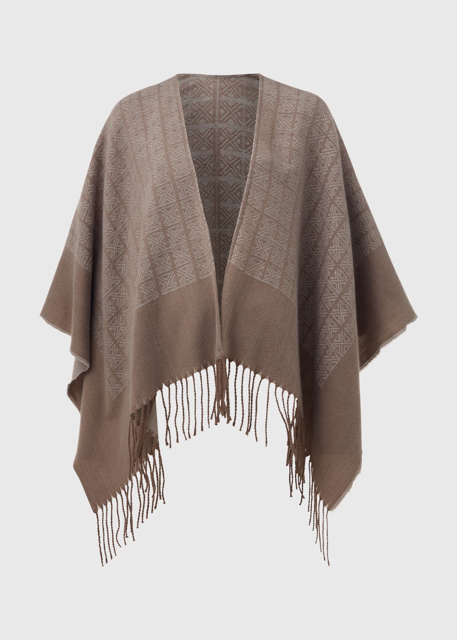 Taupe Monogram Print Shawl