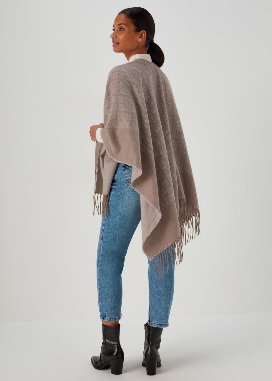 Taupe Monogram Print Shawl