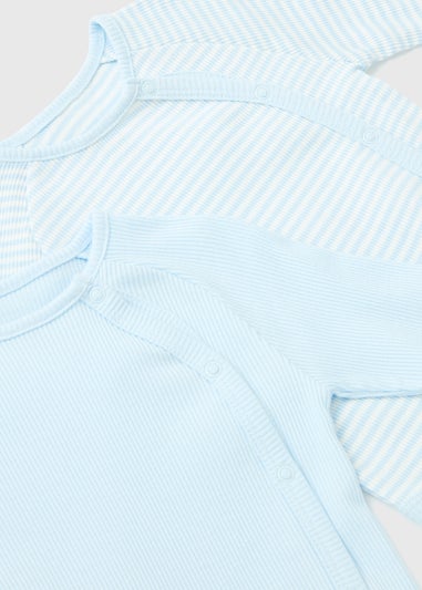 Baby 2 Pack Blue Layette Ribbed Bodysuits (Tiny Baby-18mths)