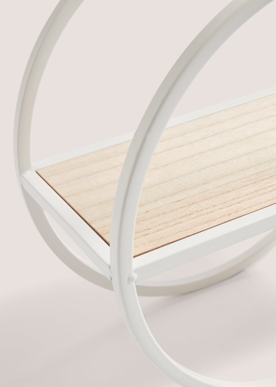 Small White Round Metal Shelf (30cm x 30cm x 15cm)