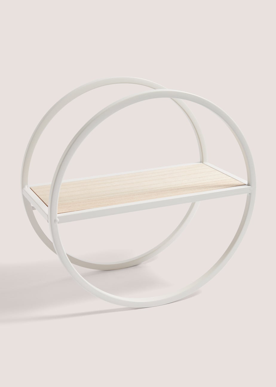 Small White Round Metal Shelf (30cm x 30cm x 15cm)