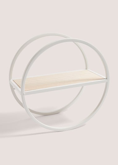 Small White Round Metal Shelf (30cm x 30cm x 15cm)