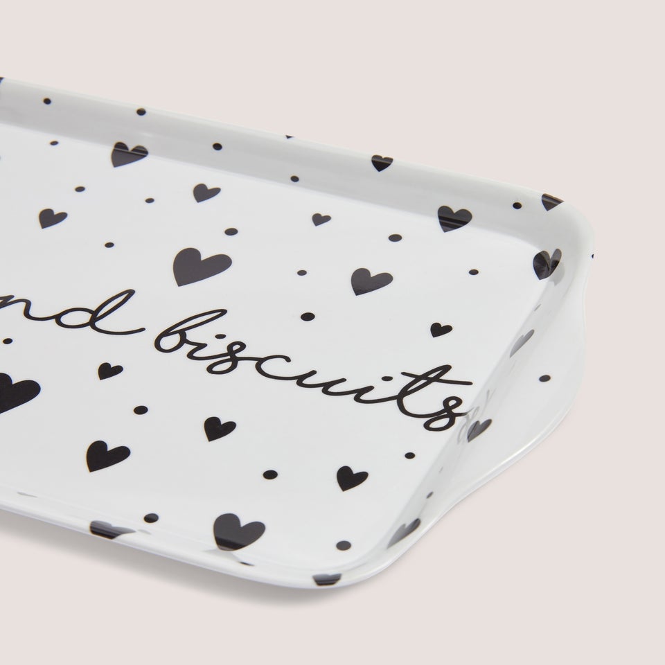 White Heart Tea Tray