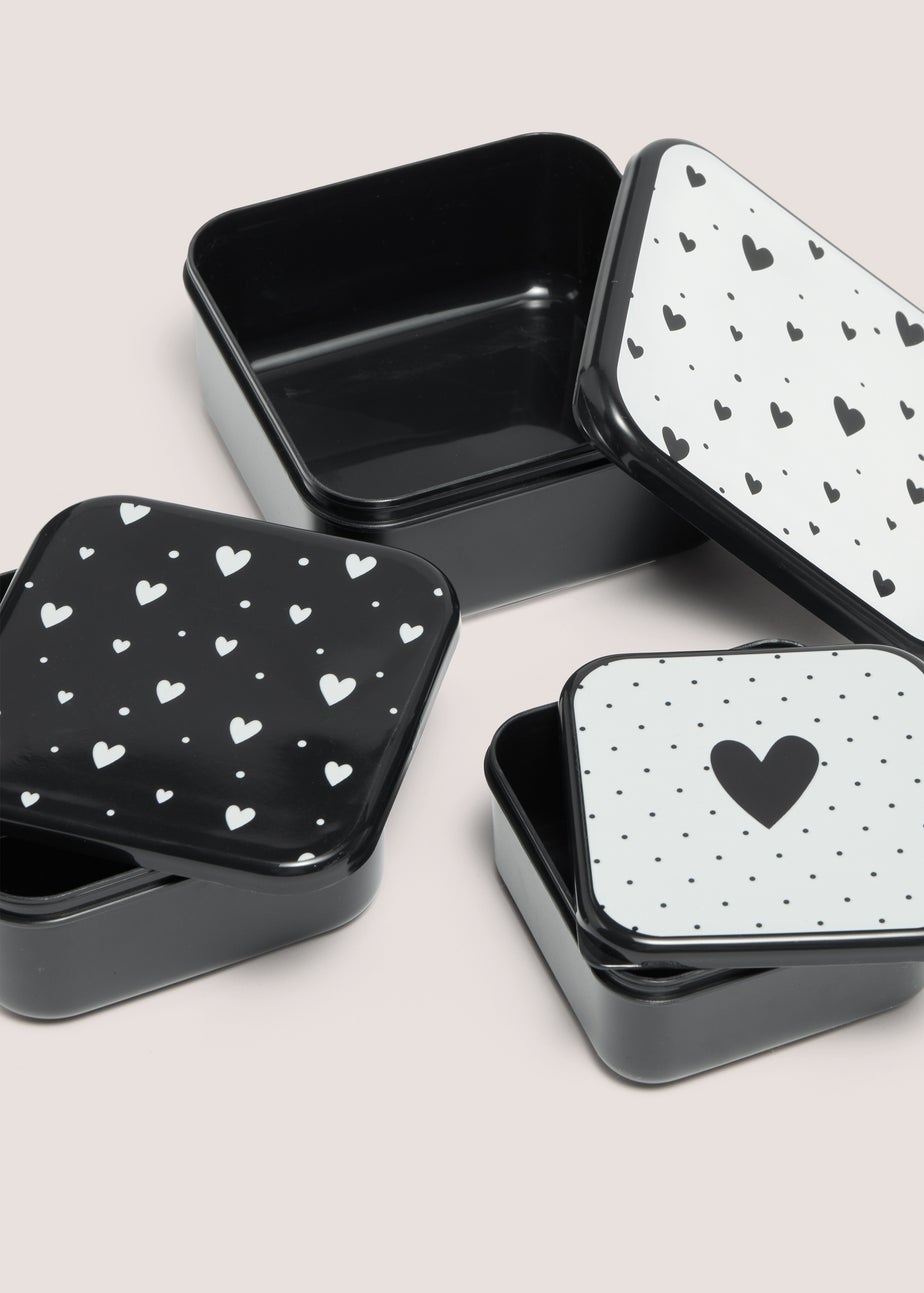 3 Pack White Heart Snack Pots