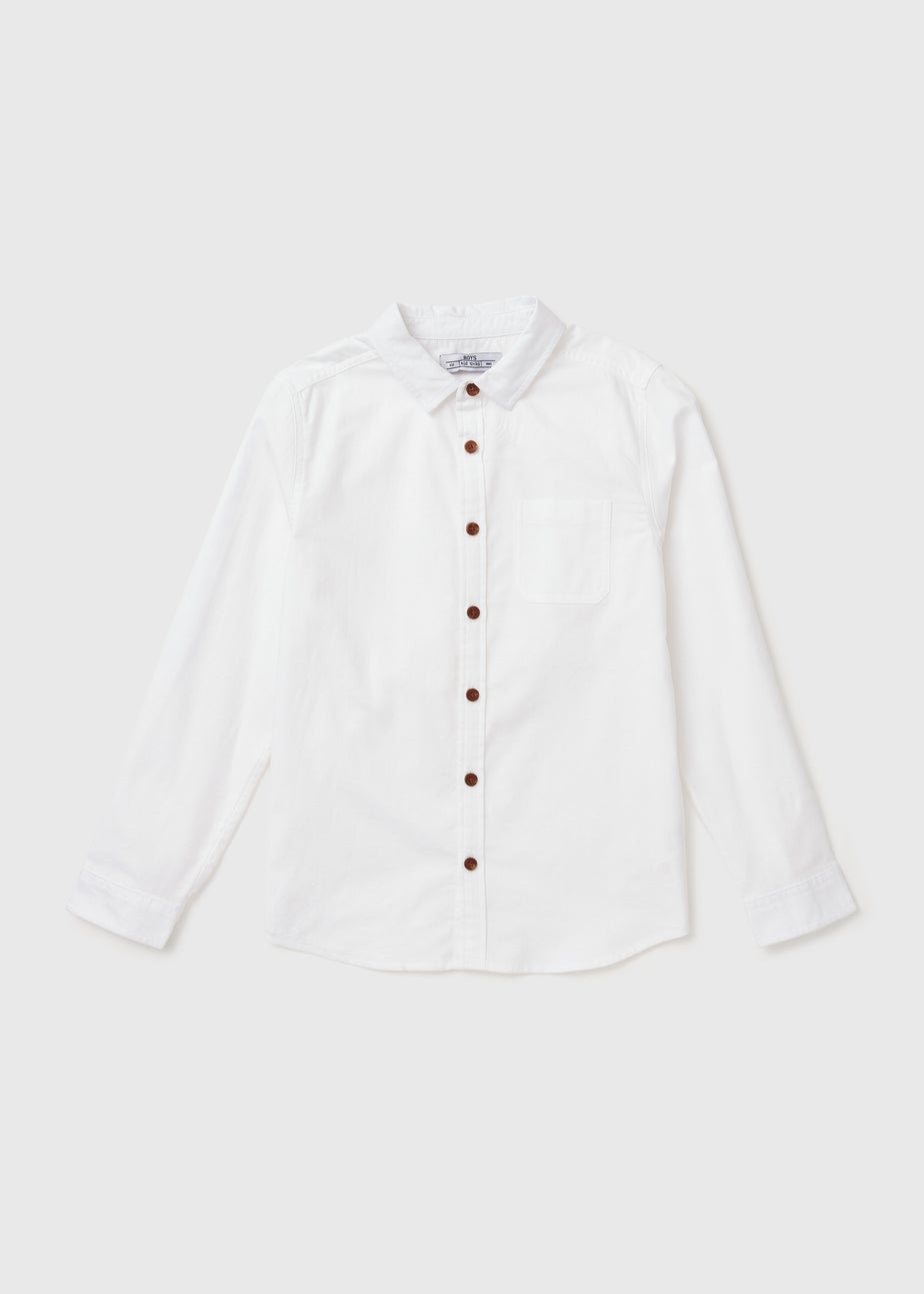 Boys White Plain Twill Shirt (7-13yrs)