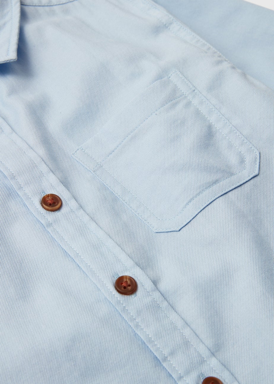 Boys Blue Plain Twill Shirt (7-13yrs)