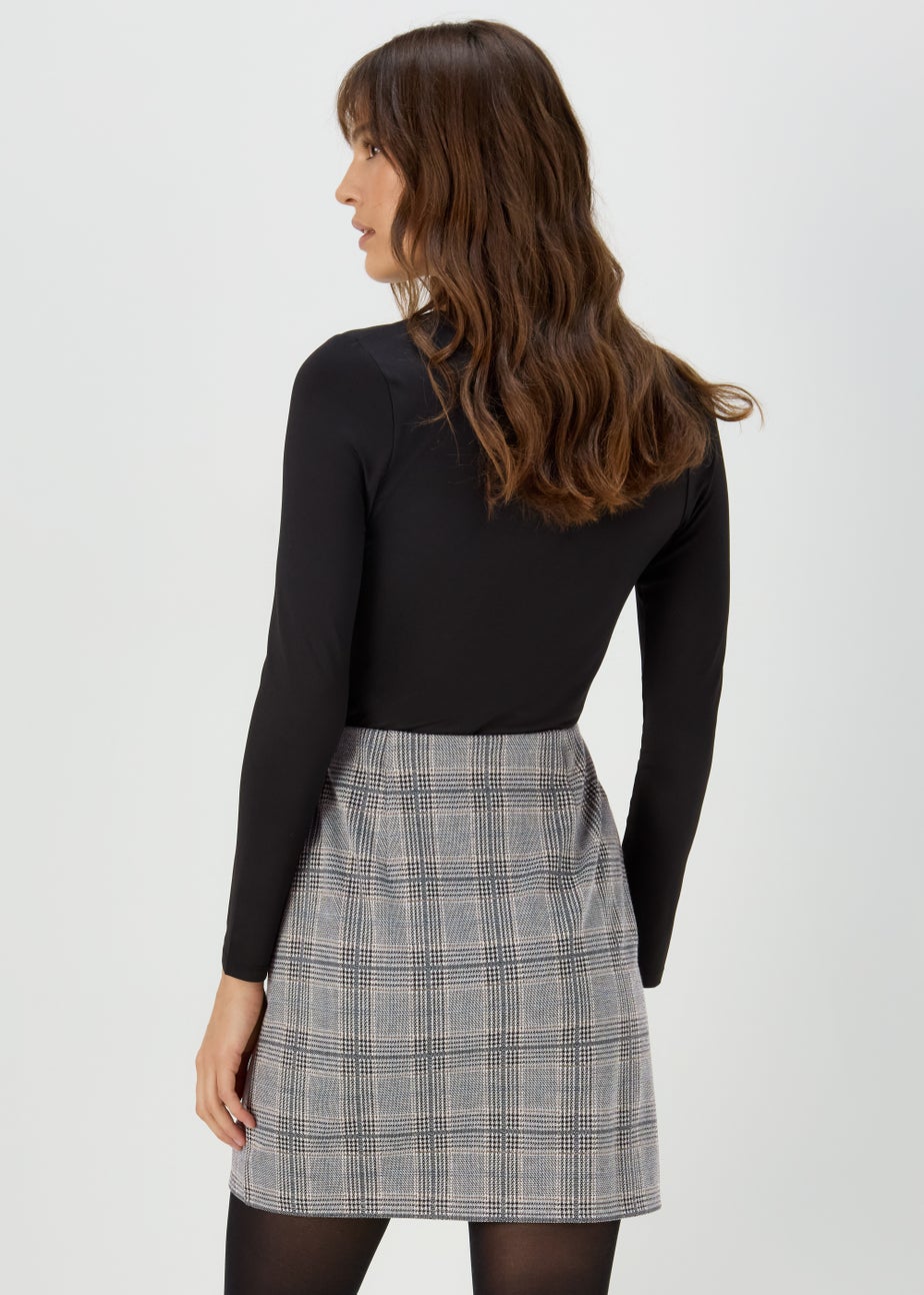 Et Vous Black Check Ponte Skirt