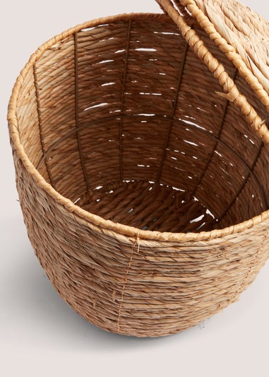 Woven Lidded Basket (32cm x 42cm x 42cm)