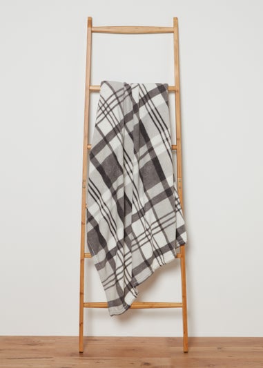 Grey Plaid Print Throw (130cm x 150cm)