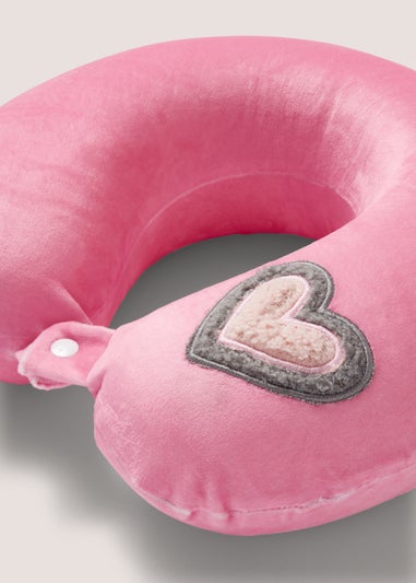Pink Heart Travel Pillow (31cm x 29cm x 11cm)