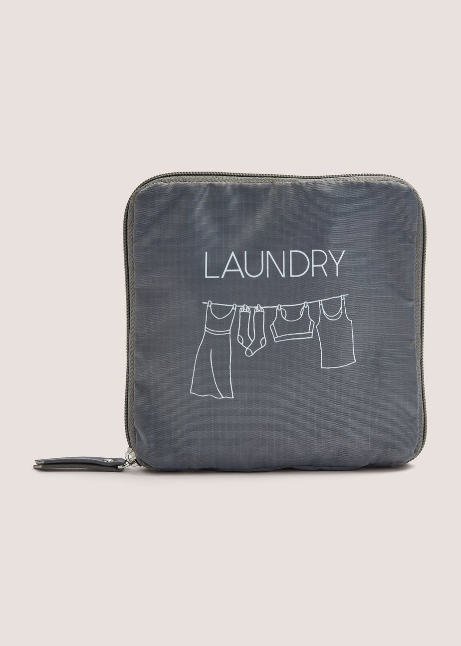 Grey Laundry Drawstring Bag with Cover