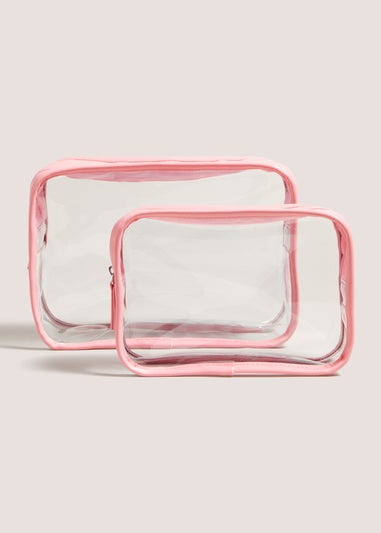 2 Pack Pink Clear Cosmetic Bag