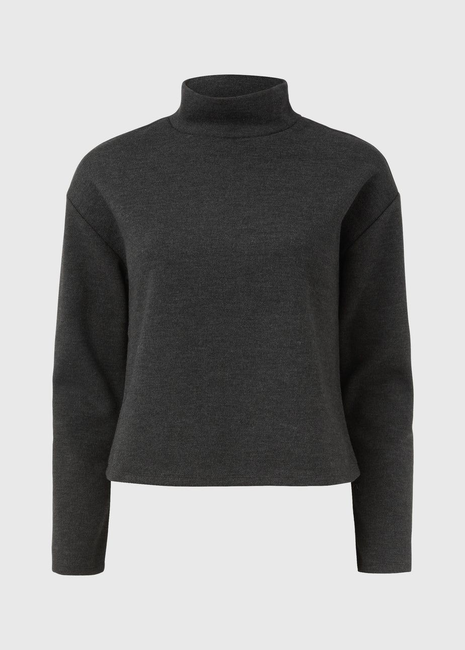 Charcoal Soft Touch High Neck Top