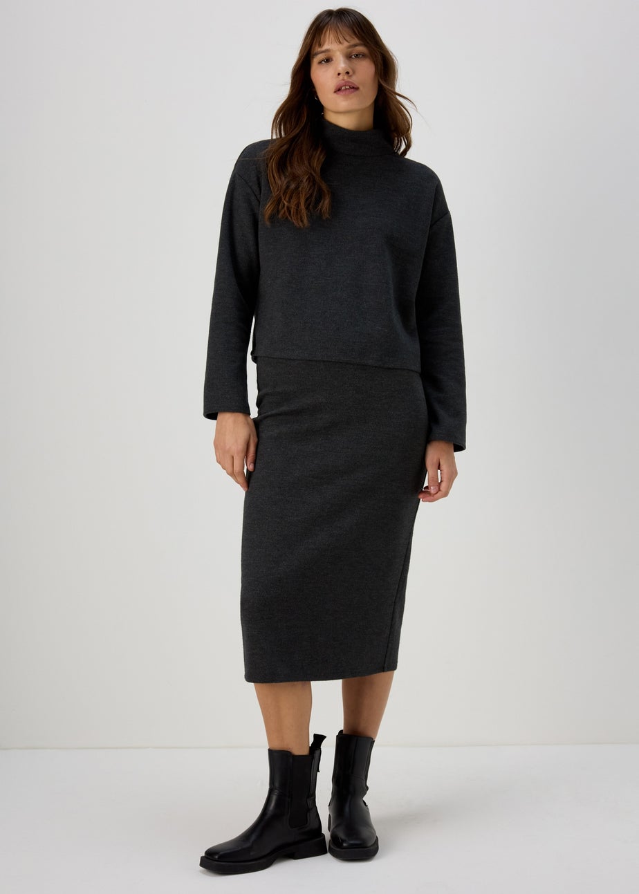 Charcoal Soft Touch High Neck Top