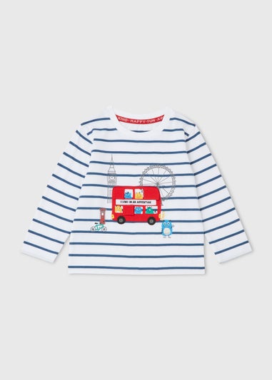 Boys Blue & White London Long Sleeve T-Shirt (1-7yrs)