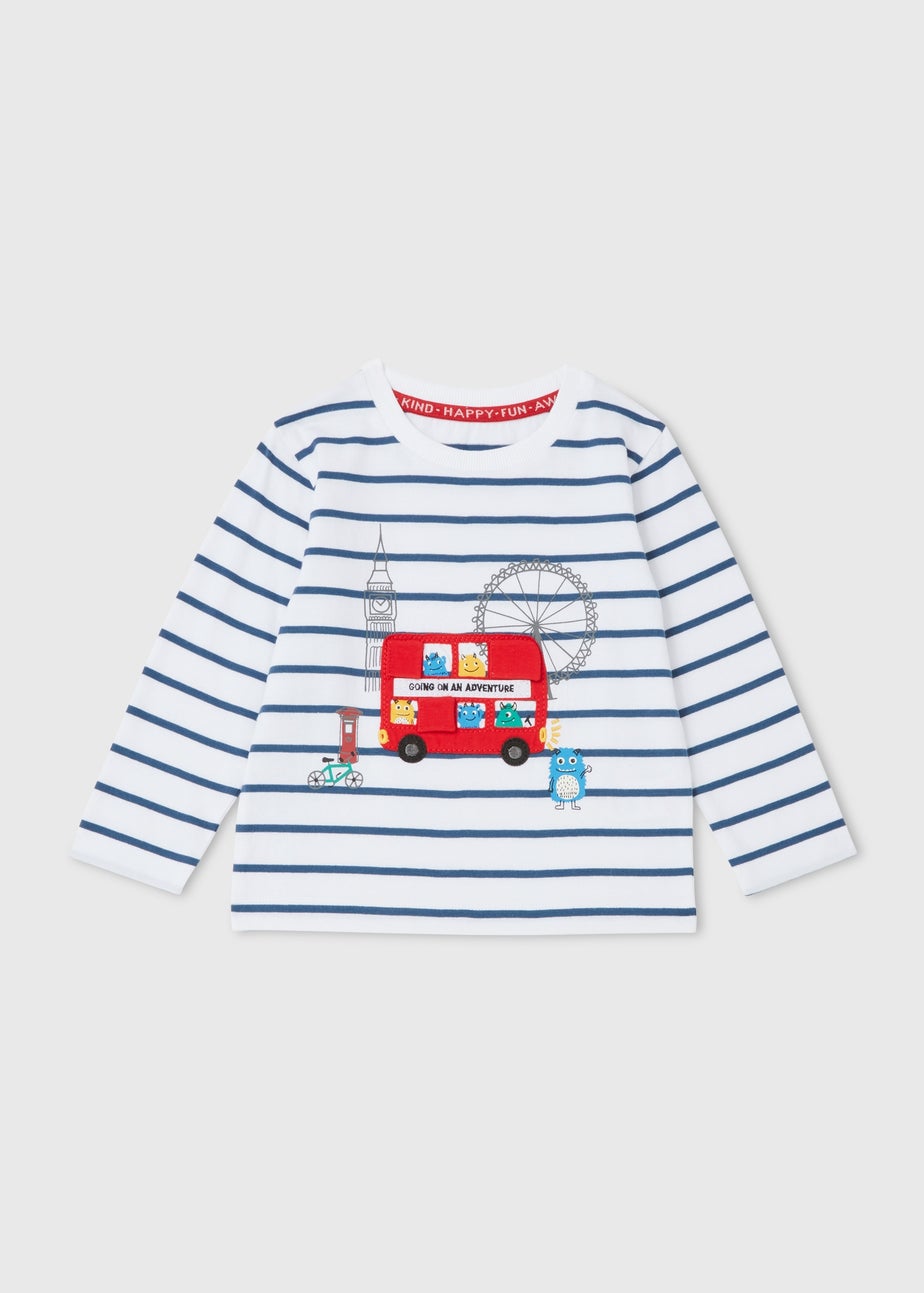 Boys Blue & White London Long Sleeve T-Shirt (1-7yrs)