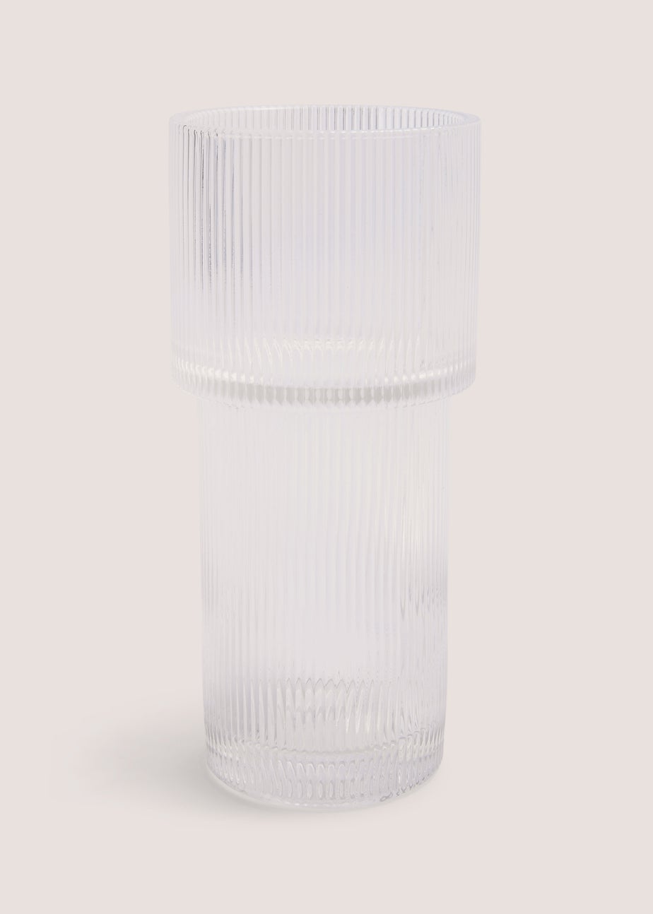 Ribbed Glass Vase (24cm x 11cm x 11cm)