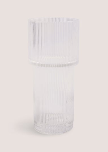 Ribbed Glass Vase (24cm x 11cm x 11cm)