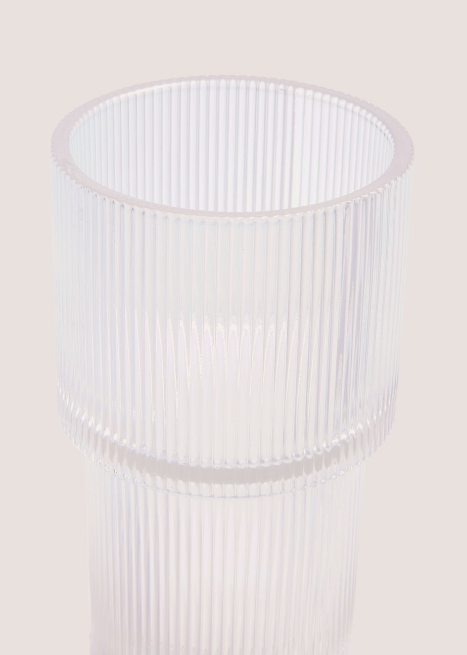 Ribbed Glass Vase (24cm x 11cm x 11cm)