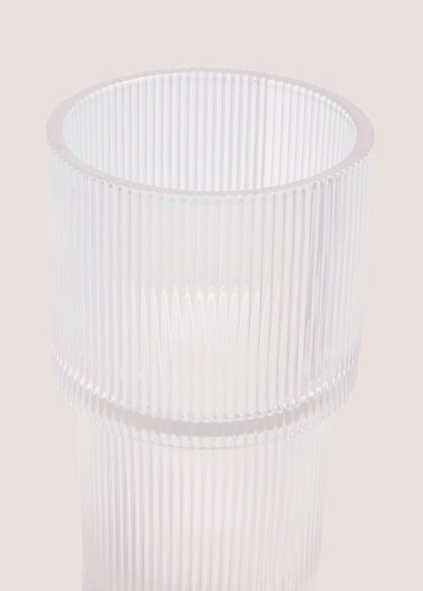 Ribbed Glass Vase (24cm x 11cm x 11cm)
