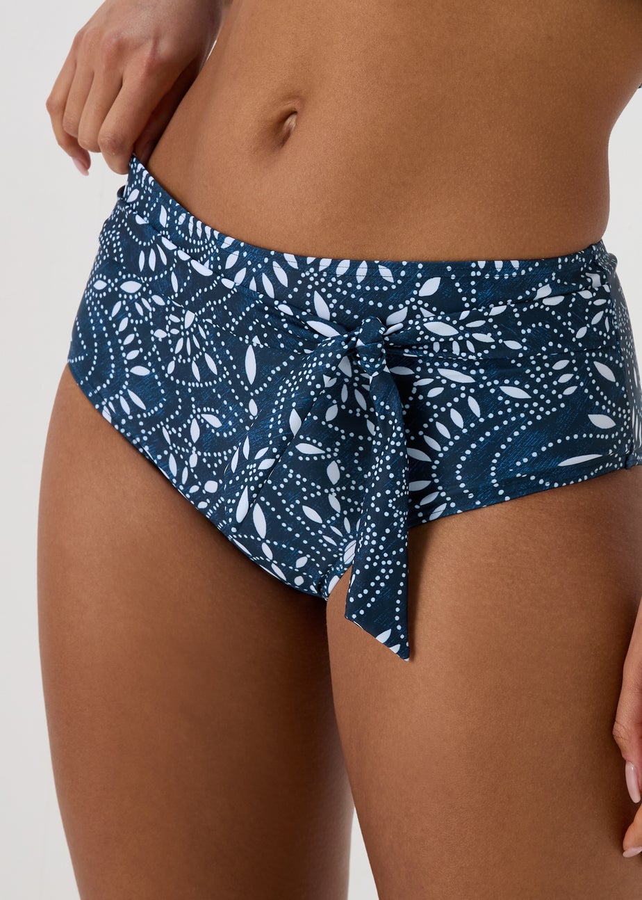 Navy Paisley High Waisted Briefs