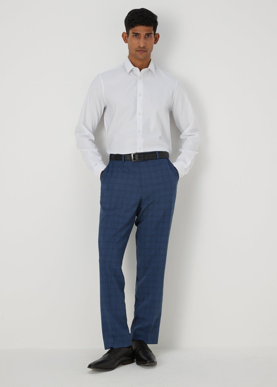 Taylor & Wright Blue Windowpane Flexi Waist Trousers