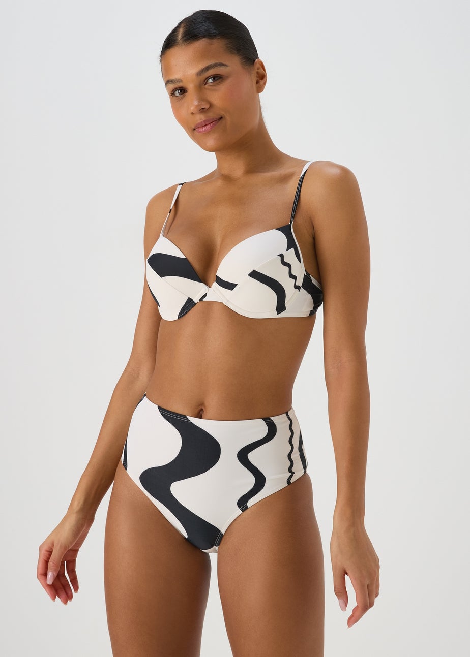 Black Swirl Design High Waisted Bikini Bottoms
