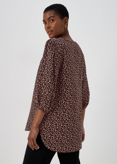 Black Floral Bubble Box Blouse