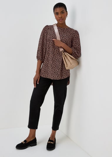 Black Floral Bubble Box Blouse